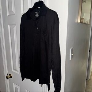 NWT Puritan Long Sleeve Polo Shirt Mens Small 34-36 Black Cotton Blend Basic Top
